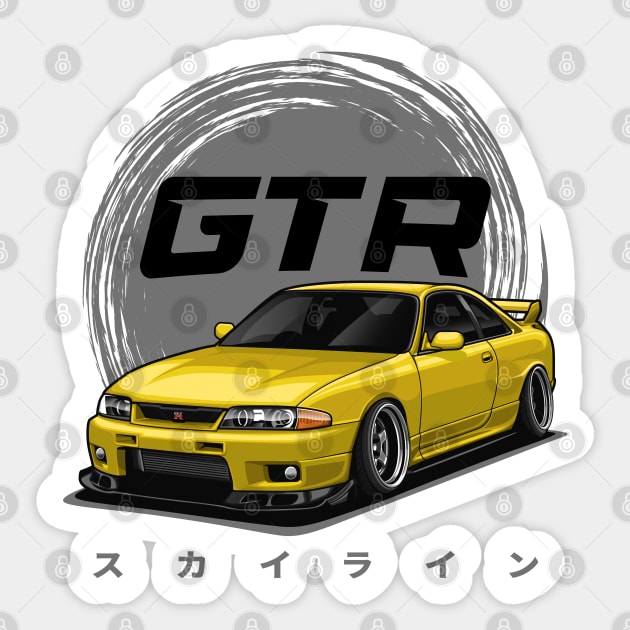 Skyline GTR R33 (Yellow) Sticker by Jiooji Project